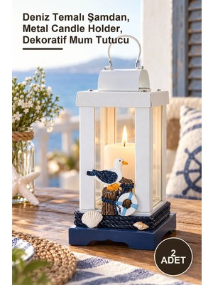 Yenilig 2 Adet Metal Marin Mumluk – Deniz Temalı Şamdan, Metal Candle Holder, Dekoratif Mum Tutucu