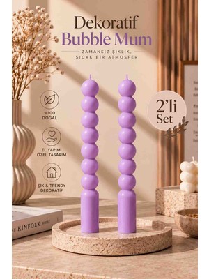 Bead 2 "li Dekoratif Bubble Şamdan Mum Seti - El Yapımı Şık Şamdan Mumu - Ev Dekorasyonu