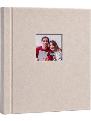 Best Hediye Yapışkanlı Süet Fotoğraf Albümü 15 Yaprak - 30X37CM-Antrasit-krem renk