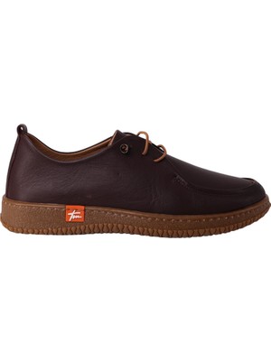 Kadın Hakiki Deri Bağcıklı Comfort Düz Ayakkabı Kahve - Hobby 261124
