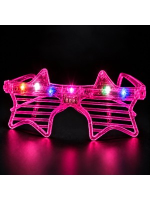 Shoppingfestr Pembe LED Işıklı Yıldız Parti Gözlüğü