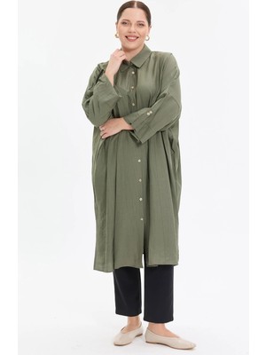 Kado Moda Çilek Kumaş Yarasa Kol Oversize Kadın Gömlek