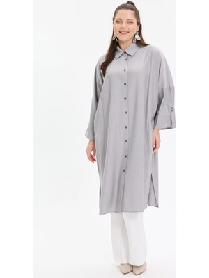 Kado Moda Çilek Kumaş Yarasa Kol Oversize Kadın Gömlek