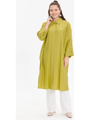 Kado Moda Çilek Kumaş Yarasa Kol Oversize Kadın Gömlek