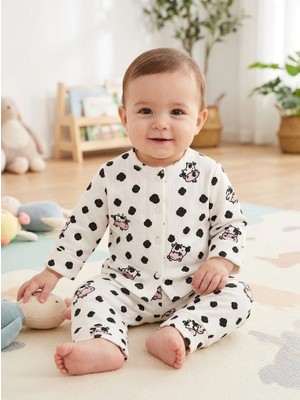 Biçomi Hassas Ciltlere Özel, Nikelsiz Çıtçıt Korumalı %100 Pamuklu Nefes Alan Bebek Pijama Takımı (3-12 Ay)