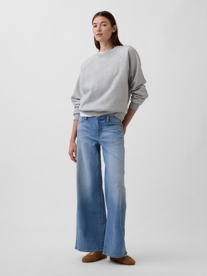 Gap Kadın Açık Mavi Mid Rise Wide-Leg Jean Pantolon