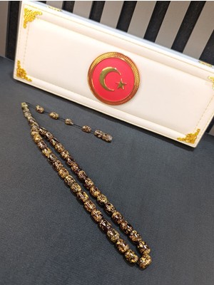 Anemore Collection Altın Varaklı Tesbih Siyah Gold Renkli