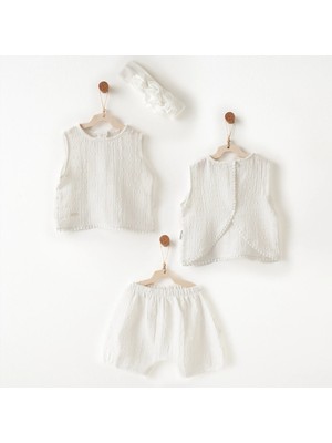 Andywawa AC26643 Baby Chic 3lü Takım Ekru