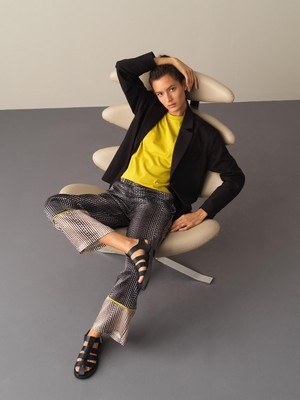 Xint Kadın Siyah Pamuk Dokulu Oversize Blazer Ceket
