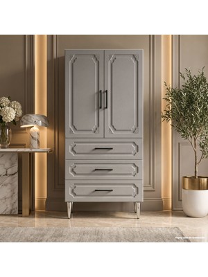 Yurkan Midyat Çok Amaçlı Dolap 60 cm 2 Kapak 3 Çekmece Koyu Taşbahçe - Çok Amaçlı Kiler Dolabı