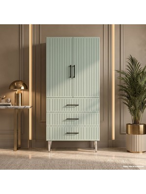 Yurkan Knidos Çok Amaçlı Dolap 60 cm 2 Kapak 3 Çekmece Soft Mint Yeşili - Çok Amaçlı Mutfak Dolabı