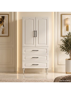 Yurkan Giverny Çok Amaçlı Dolap 60 cm 2 Kapak 3 Çekmece Soft Beyaz - Çok Amaçlı Çekmeceli Dolap