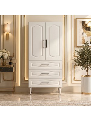 Yurkan Versailles Çok Amaçlı Dolap 60 cm 2 Kapak 3 Çekmece Soft Beyaz - Çok Amaçlı Mutfak Dolabı