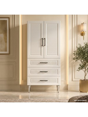 Yurkan Tremezzo Çok Amaçlı Dolap 60 cm 2 Kapak 3 Çekmece Lake Beyaz - Çok Amaçlı Raflı Dolap