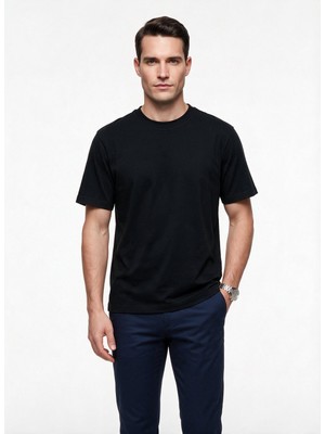 JSCO Erkek Bisiklet Yaka Rahat Kesim Pamuklu Kısa Kollu Basic T-Shirt JS2674