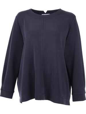 Tolga Saraçoglu Tolga Saraçoğlu Kadın Regular Fit Bisiklet Yaka Pamuklu Örme Uzun Kollu Sweatshirt 25KTS11094