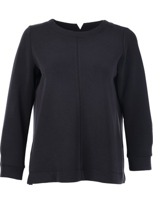 Tolga Saraçoglu Tolga Saraçoğlu Kadın Regular Fit Bisiklet Yaka Pamuklu Örme Uzun Kollu Sweatshirt 25KTS11094