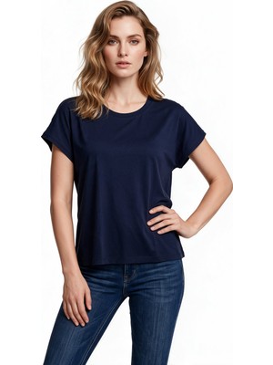 Daido Daıdo Kadın Bisiklet Yaka Düşük Omuz Pamuklu Kısa Kollu T-Shirt 19Y331900200