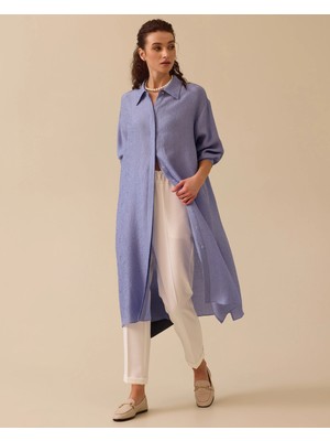 Scl Oversized Midi Gömlek Yaka Kadın Tunik - Günlük Şıklık