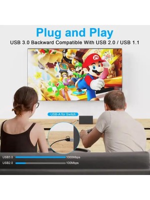 Store 2 In 1 Gigabit Ethernet Adaptör | Usb-A ve Usb-C RJ45 1000MBPS Ethernet Hızlı Ağ Bağlantısı, Laptop Tablet Telefon Uyumlu, Tcu-Lan