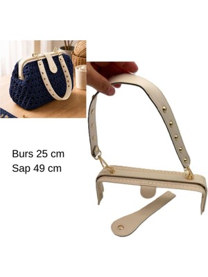 Angel Çanta Aksesuar 25 cm Lüks Model Çanta Seti Krem Light Gold Metalli
