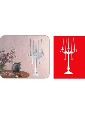 Store Aynalı Duvar Süsü (Sticker) Şamdan Şekilli