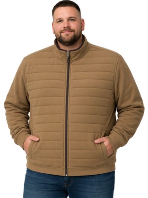 Battal Moda Erkek Büyük Beden Açık Kahve Kapitone Ceket 3xl-4xl-5xl-6xl-7xl-8xl