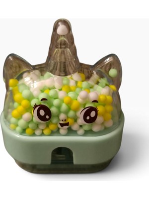 Store Mikro Unicorn Kalemtıraş, Renkli Boncuklu, Yeşil, MK-4030