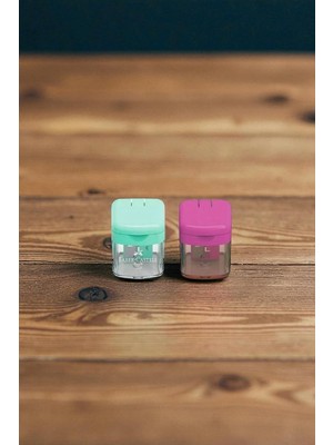 Store Mini Box Kalemtıraş, Tek Gözlü, 2 Adet, Yeşil ve Pembe