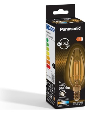 Store Panasonic E14 Dim Edilebilir Filaman Lamba 4W 360LM 2000K Gold