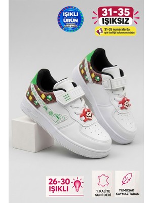 Albishoes Çocuk Cırtlı Işıklı Rahat Taban Kışlık Mevsimlik Günlük Okul Çocuk Sneaker Spor Ayakkabı
