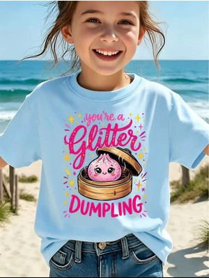 Genosha Glitter Baskılı Çocuk Tshirt Tişört 100% Pamuk