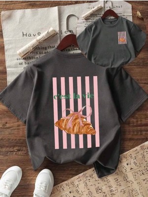 Genosha C'est La Vie Baskılı Çocuk Tshirt Tişört 100% Pamuk