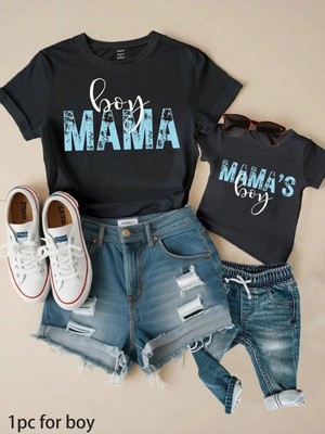 Genosha Anne Oğlan Çocok Kombin Tekli Satılır Baskılı Çocuk Tshirt Tişört 100% Pamuk