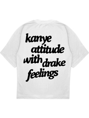 Genosha Drake Feelings Baskılı Oversize Tshirt Tişört 100% Pamuk