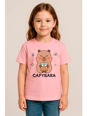Genosha Capybara Baskılı Çocuk Tshirt Tişört 100% Pamuk