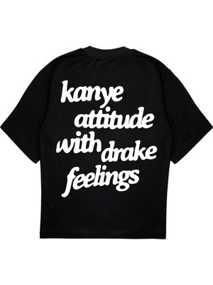 Genosha Drake Feelings Baskılı Oversize Tshirt Tişört 100% Pamuk