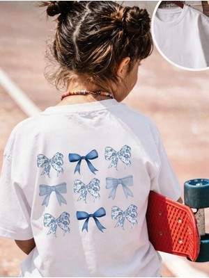 Genosha Sevimli Kurdele Baskılı Çocuk Tshirt Tişört 100% Pamuk