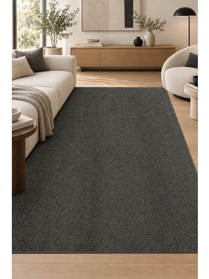 Sihirli Halı Yaren Antrasit Kadifemsi Ultra Dolgun Havlı Kaymaz Taban Yıkanabilir Modern Salon Oturma Odası Halıs