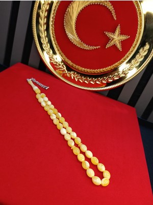 Anemore Collection Beyrut Damla Kehribar Tesbih Arpa Beyzi Kesim