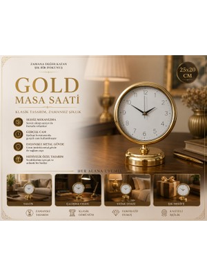 Golden Time 25 x 20 cm Metal Masa Saati