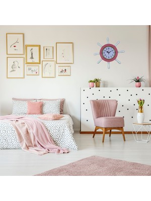 Pembe Kavelalı Dümen Duvar Saati (PL-D3701P)