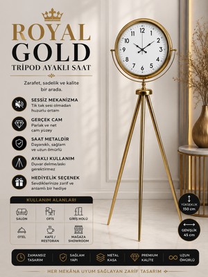 Royal Gold Tripod Ayaklı Dekoratif Saat