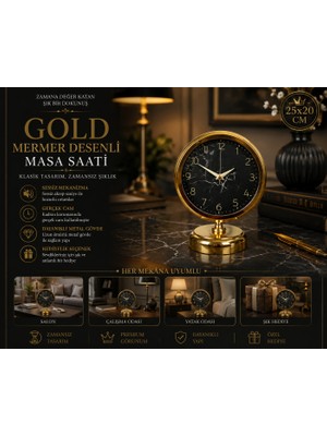 Royal 25 x 20 cm Gold Metal Masa Saati