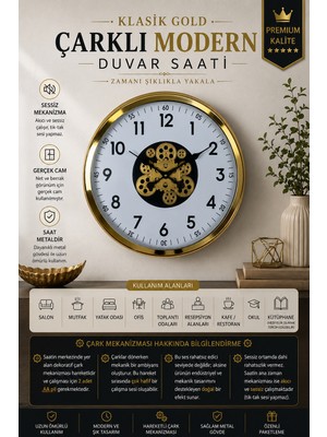 Klasik Gold 60 cm Çarklı Duvar Saati