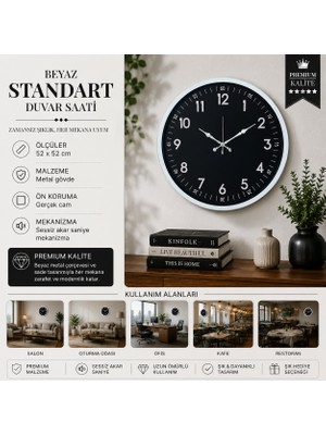 Beyaz Standart 52 x 52 cm Duvar Saati