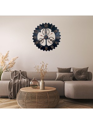 Rustik Metal 68 cm Dekoratif Duvar Saati