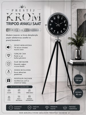 Prestige Krom Tripod Ayaklı Saat