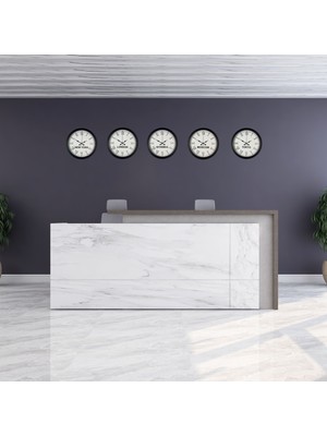 Modern Siyah Dünya Saat Seti 5’li 36 cm Metal – Otel ve Resepsiyon Saati