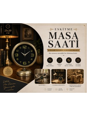 Prestij Vintage 25 x 20 cm Metal Masa Saati